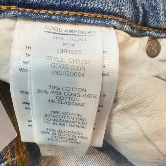 GOOD AMERICAN Good Icon High Rise Button Snap Flare Jeans Light Wash Size 6 28 - Picture 6 of 12